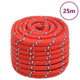 Vidaxxl bådreb 20 mm 25 m polypropylen rød
