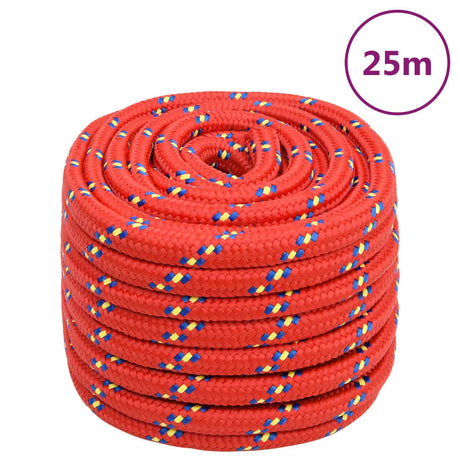 Vidaxxl bådreb 20 mm 25 m polypropylen rød