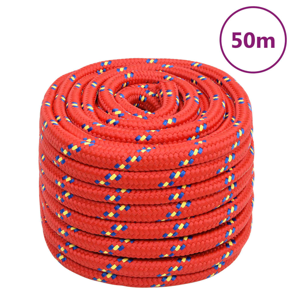 Vidaxxl bådreb 20 mm 50 m polypropylen rød