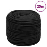 Vidaxl bådreb 8 mm 25 m polypropylen sort