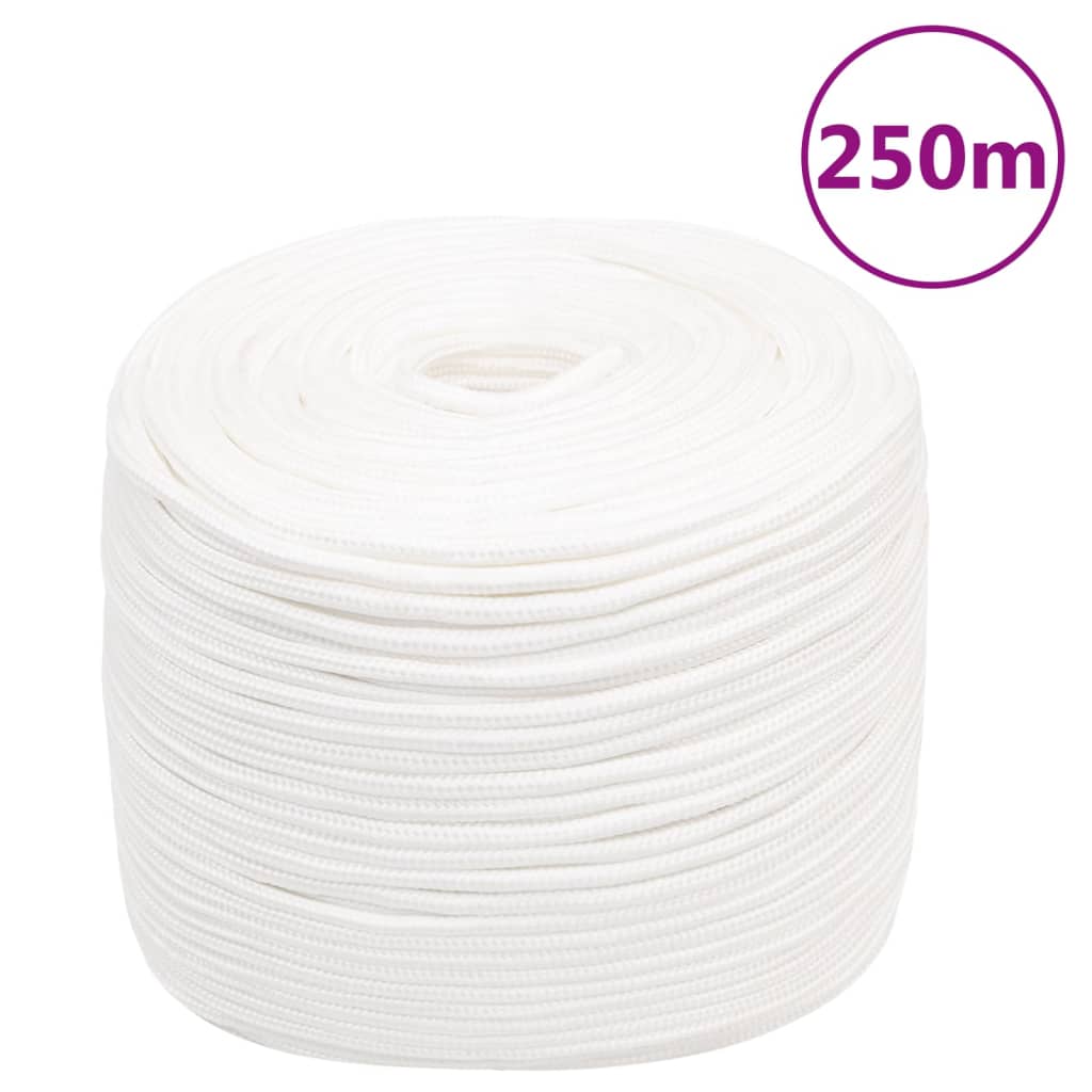 Vidaxxl Boat Rope 10 mm 250 m Polypropylen Fast hvid