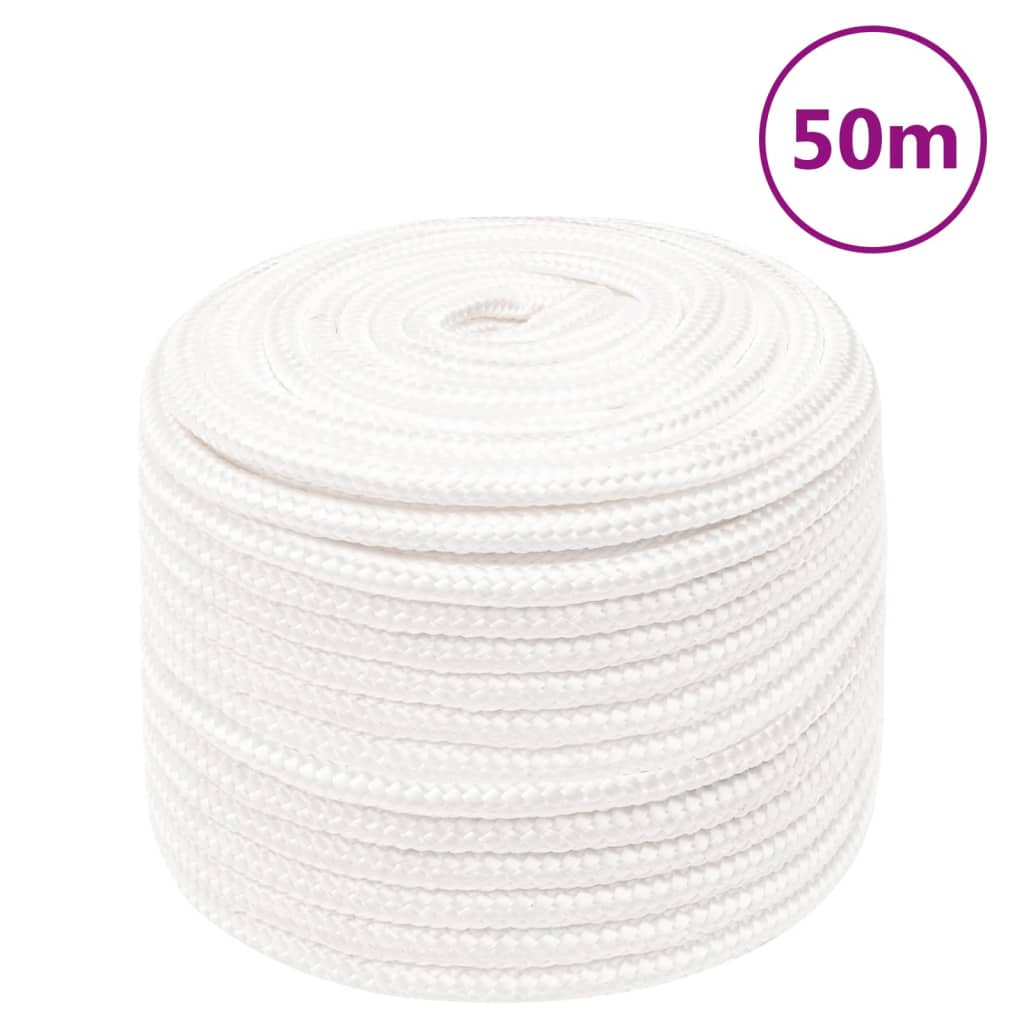 Vidaxl Boat Rope 12 mm 50 m Polypropylen Fast hvid