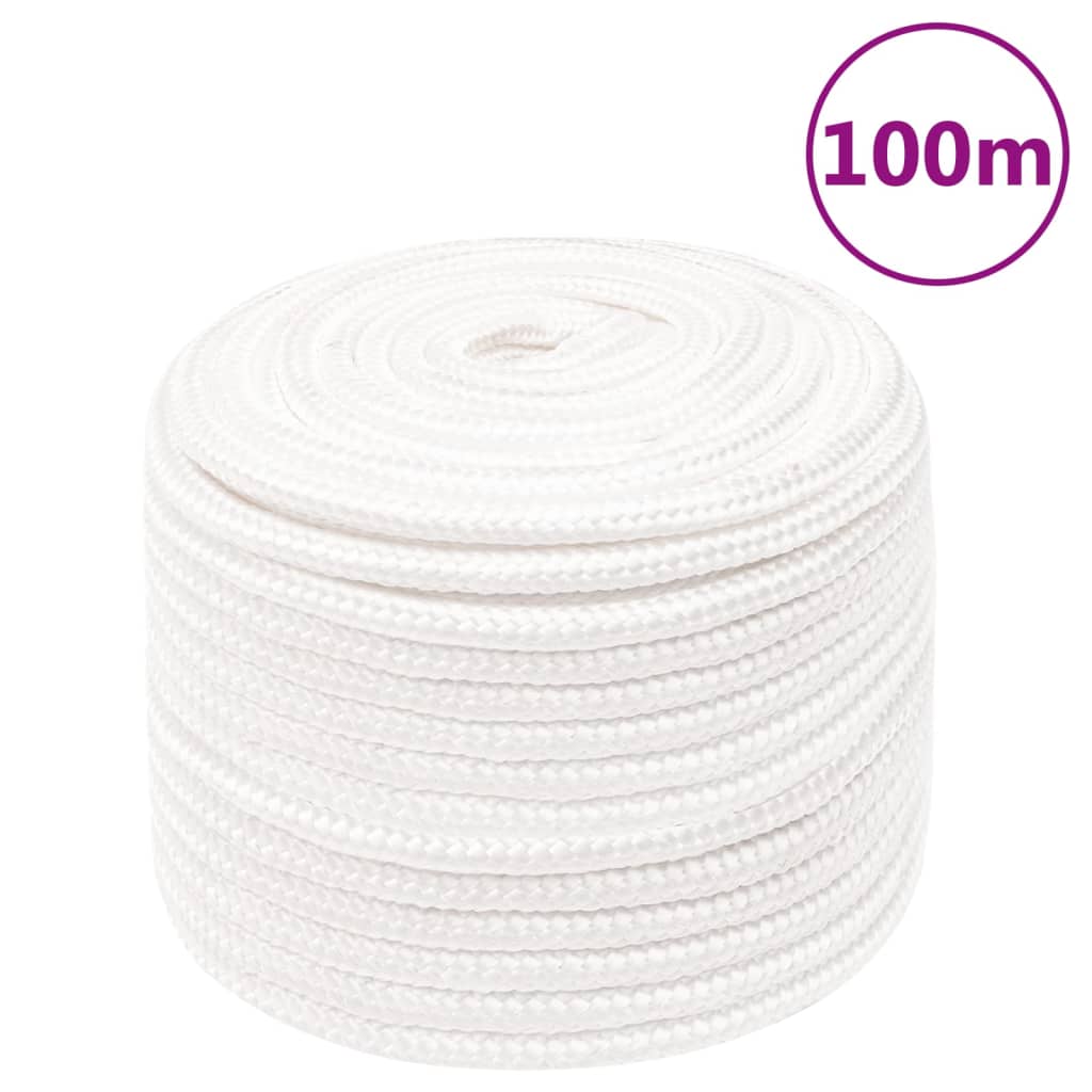 Vidaxl Boat Rope 12 mm 100 m polypropylen Fast hvid
