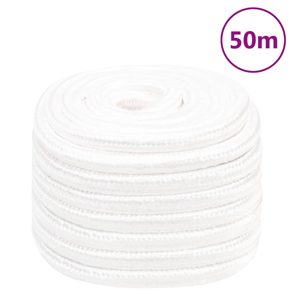Vidaxl Boat Rope 20 mm 50 m Polypropylen Fast hvid