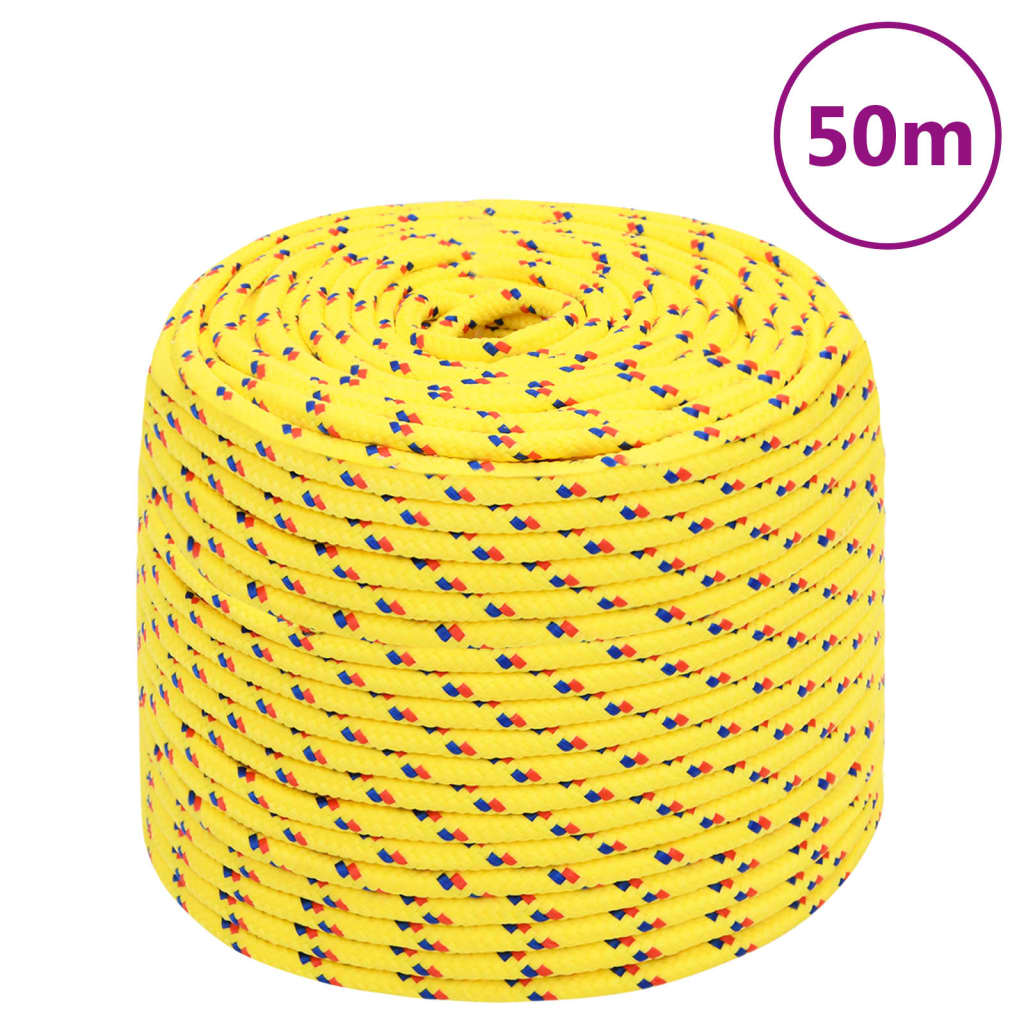 Vidaxl bådtov 10 mm 50 m polypropylen gul