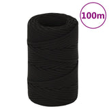 Vidaxx arbejdstov 2 mm 100 m polyester sort