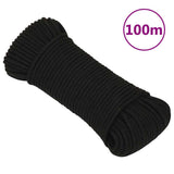 Vidaxx arbejdsreb 3 mm 100 m polyester sort