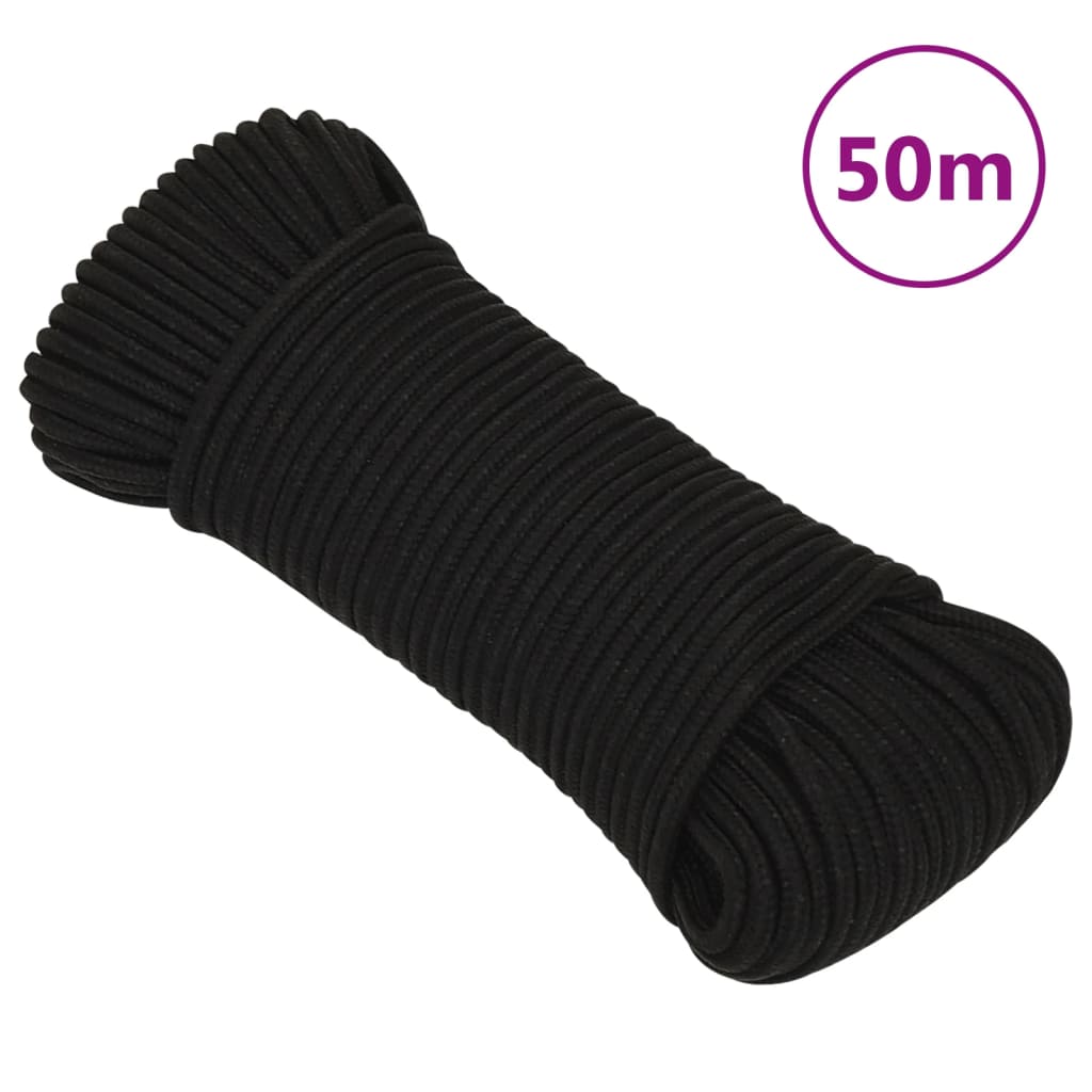 Vidaxx arbejdstov 4 mm 50 m polyester sort