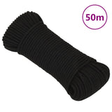 Vidaxx arbejdstov 4 mm 50 m polyester sort