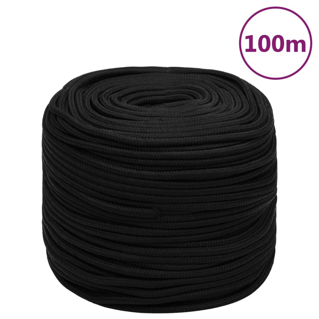 Vidaxx arbejdstov 10 mm 100 m polyester sort