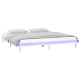 Vidaxl bedframe led massief hout wit 120x190 cm