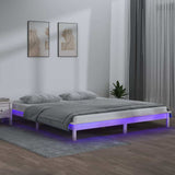 Vidaxl bedframe led massief hout wit 120x190 cm