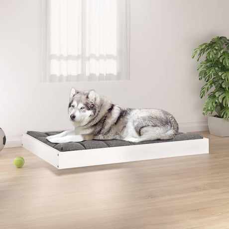 Vidaxl hondenmand 101,5x74x9 cm massief grenenhout wit