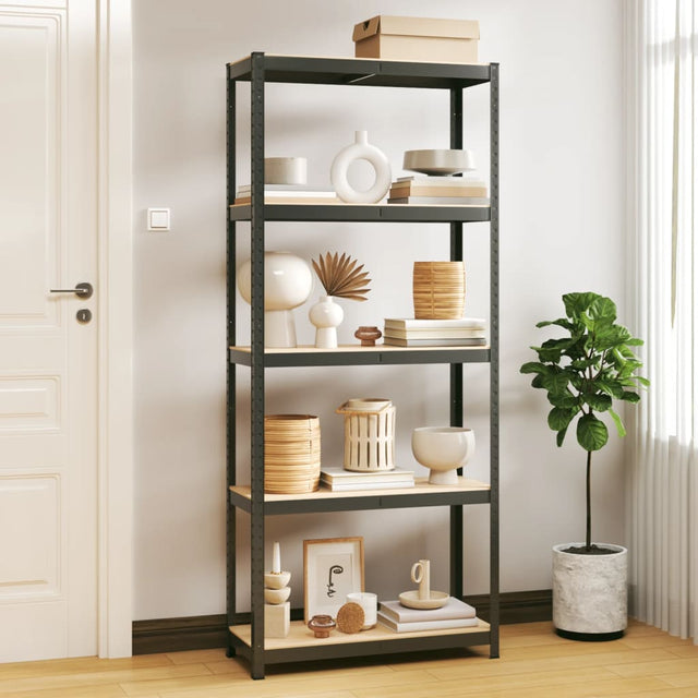 Vidaxl Storage Rack 5-lags stålbehandlet træ Antracitfarvet
