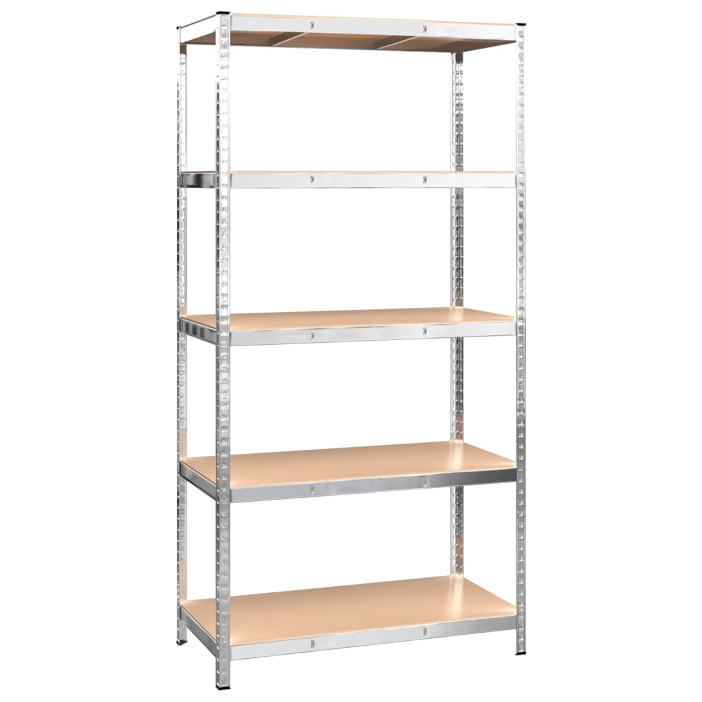 Vidaxl Storage Rack 5-lags stål og forarbejdet træ sølvfarvet