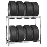 Vidaxl Dæk stativer 2-lag 2 stk 110x40x110 cm stål sølvfarvet