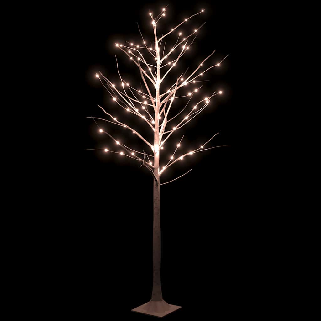 VidaXL birketræ LED 128 LEDs varm hvid 220 cm hvid