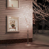 VidaXL birketræ LED 128 LEDs varm hvid 220 cm hvid