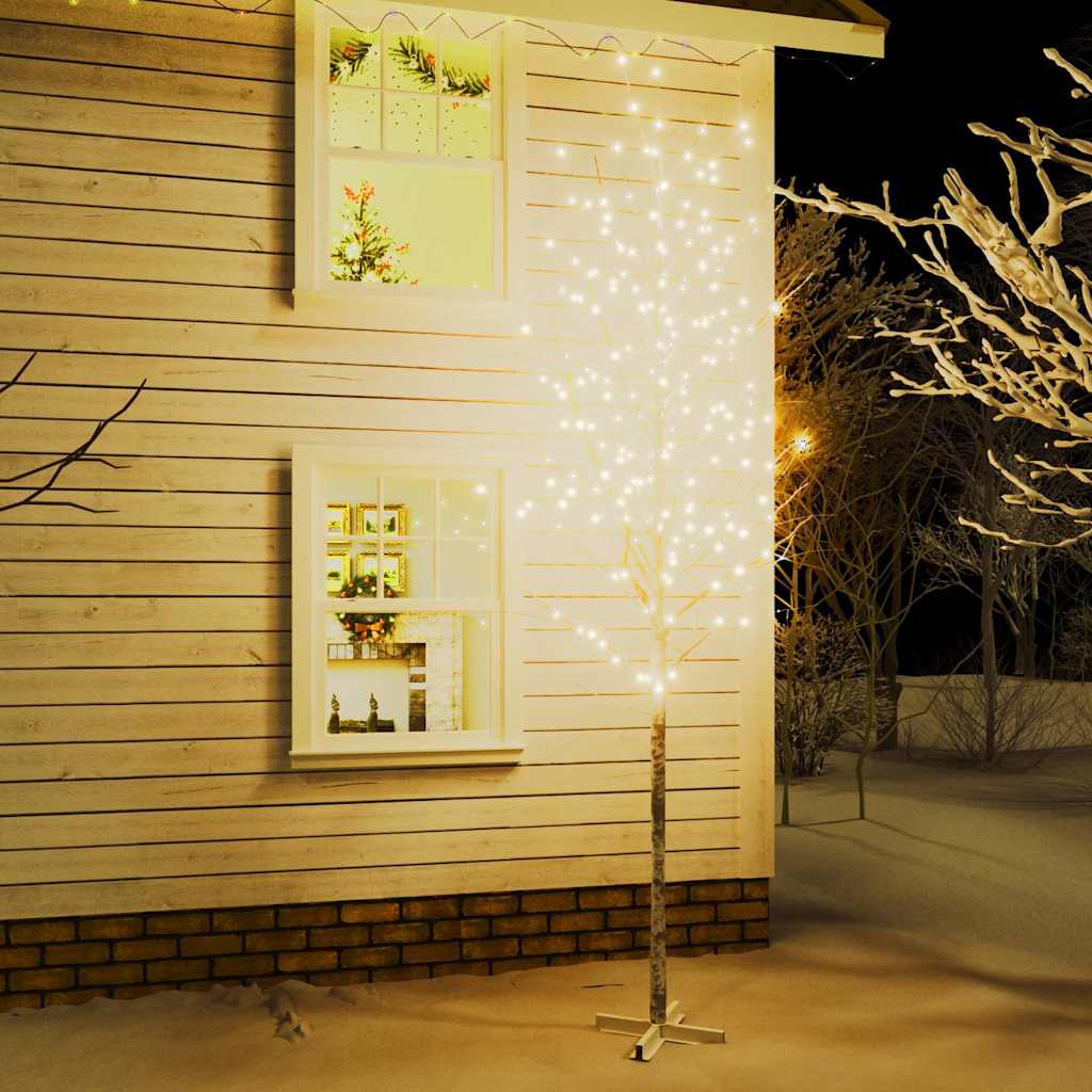 Vidaxl Berkenboom LED 672 LEDS Varm hvid 400 cm hvid