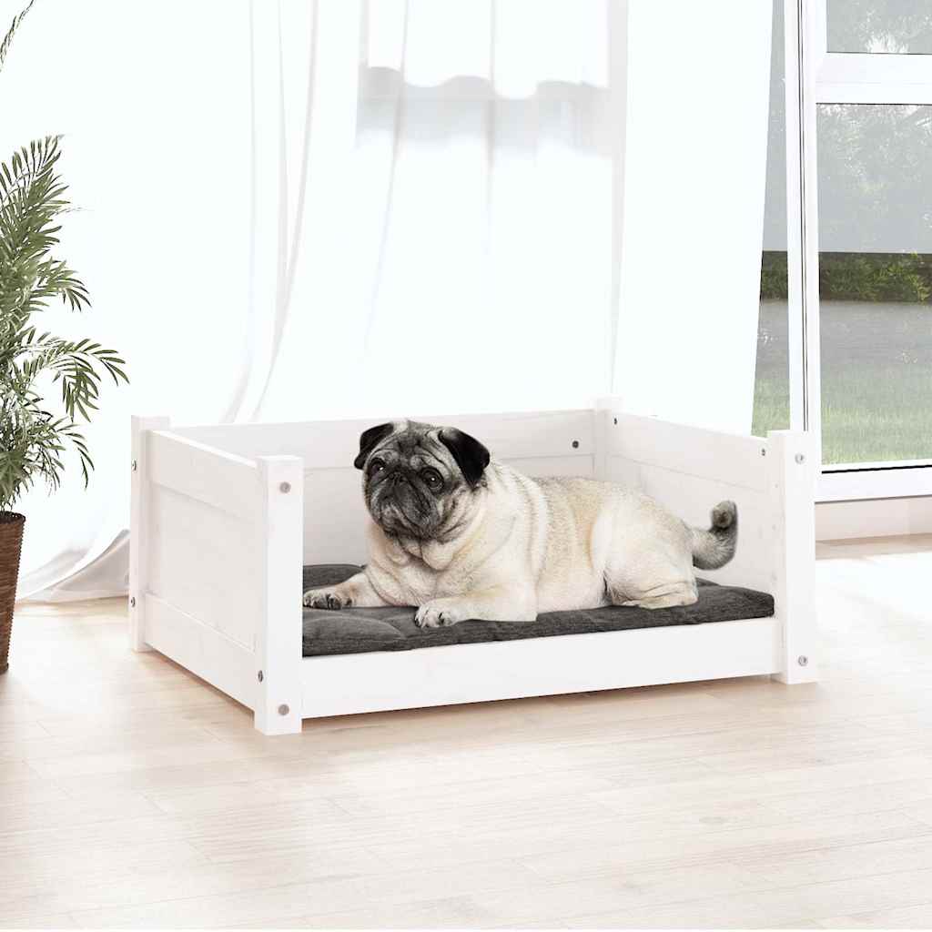Vidaxx hundeseng hvid 65,5x50,5x28 cm massiv fyrretræ