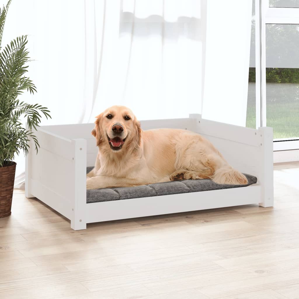 Vidaxl Dog Basket 75.5x55.5x28 cm Solid Pine White