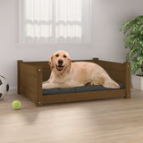 Vidaxl Dog Basket 75.5x55.5x28 cm Solid fyrretræ Honningbrun