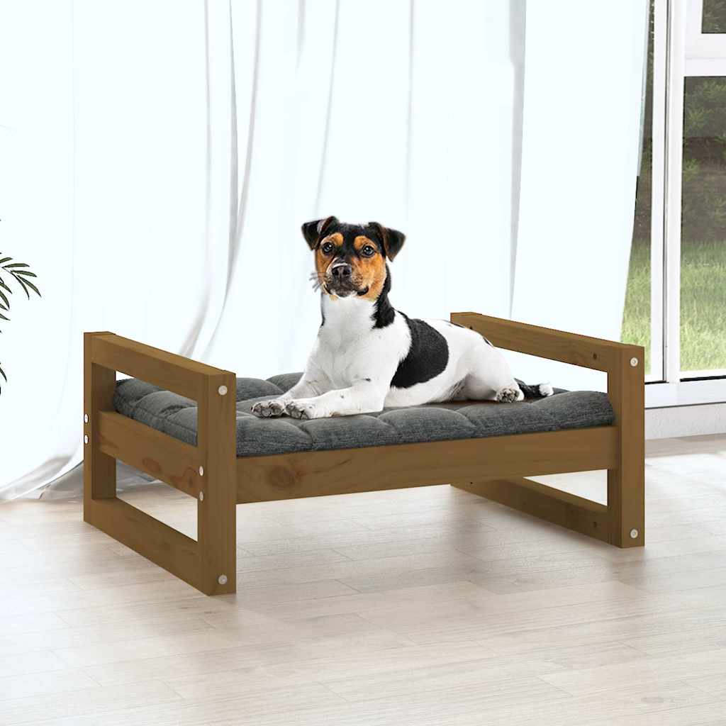 Vidaxl Dog Basket 55.5x45.5x28 cm Solid fyrretræ honningbrun