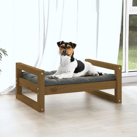 Vidaxl Dog Basket 55.5x45.5x28 cm Solid fyrretræ honningbrun