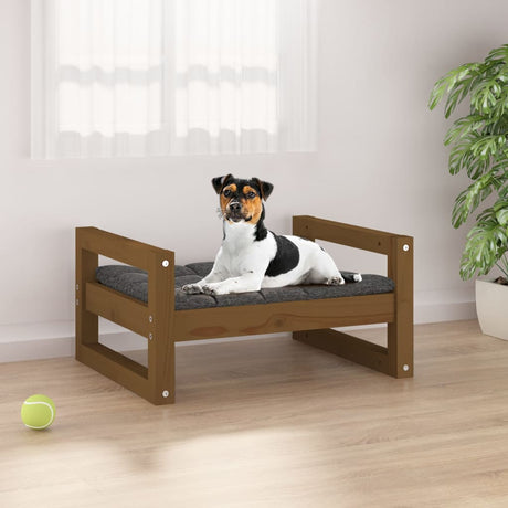 Vidaxl Dog Basket 55.5x45.5x28 cm Solid fyrretræ honningbrun