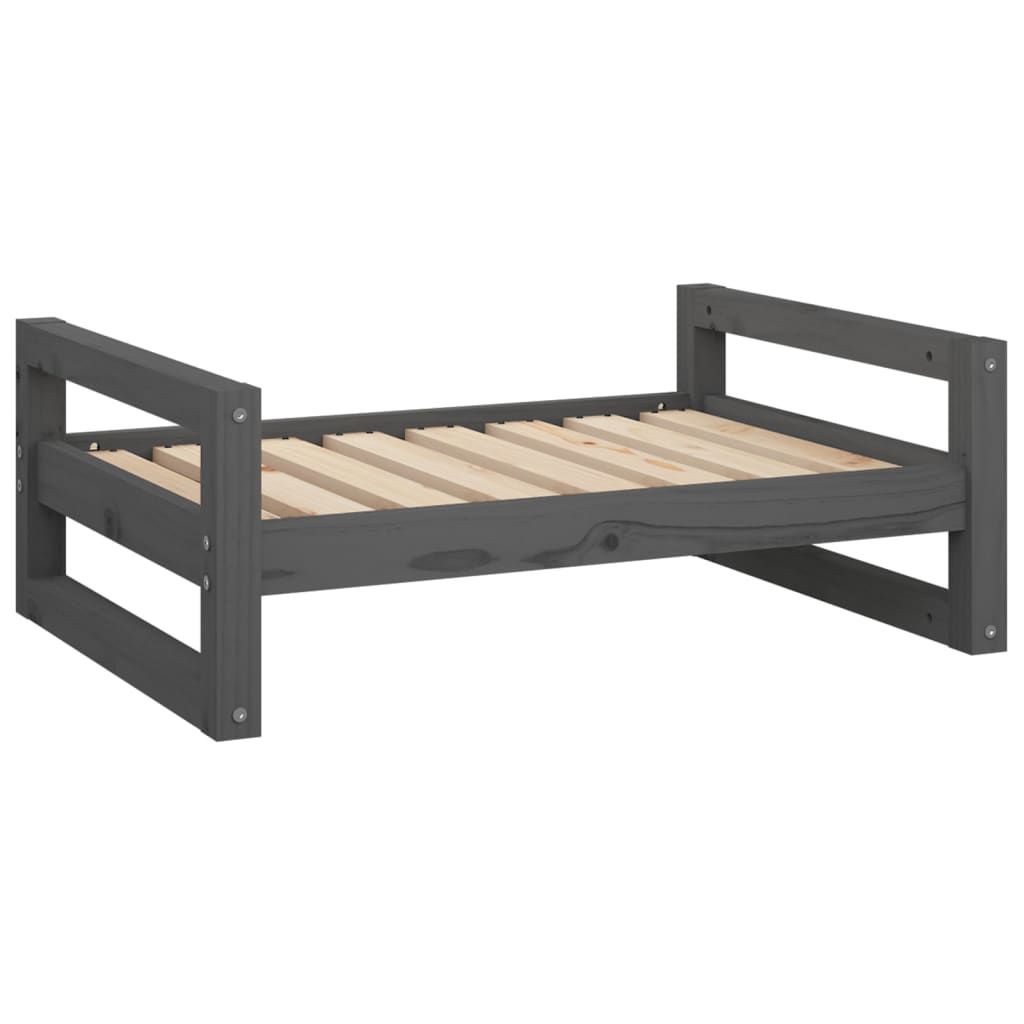 Vidaxl Dog Basket 75.5x55.5x28 cm Solid fyrretræ grå