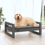 Vidaxl Dog Basket 75.5x55.5x28 cm Solid fyrretræ grå