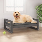 Vidaxl Dog Basket 75.5x55.5x28 cm Solid fyrretræ grå