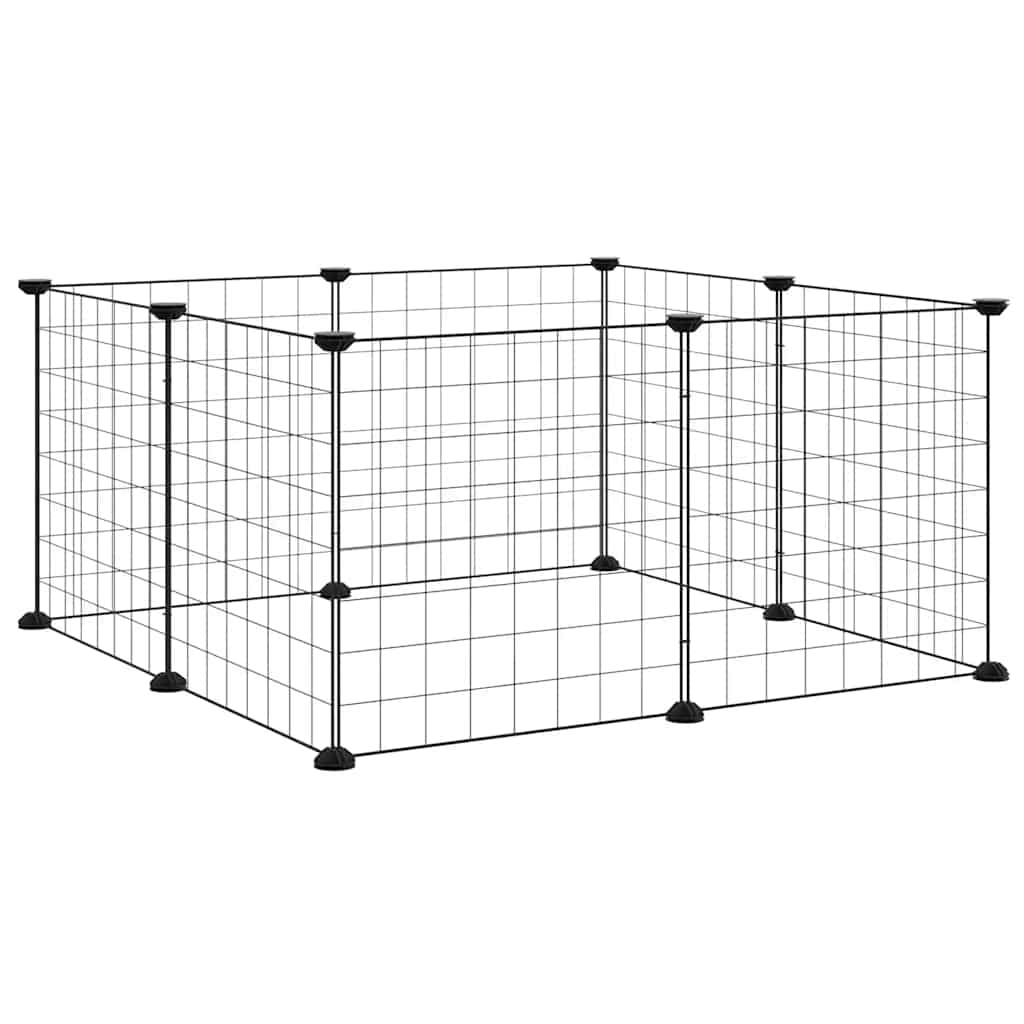 VidaXL dyrebur med 8 paneler, sort, 35x35 cm, stål