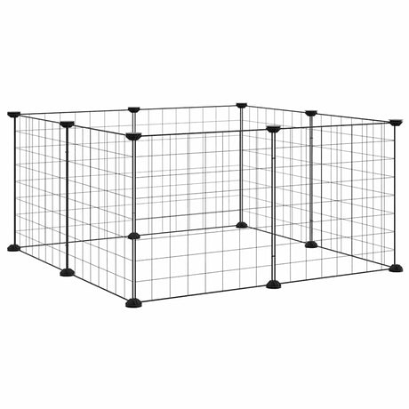 VidaXL dyrebur med 8 paneler, sort, 35x35 cm, stål