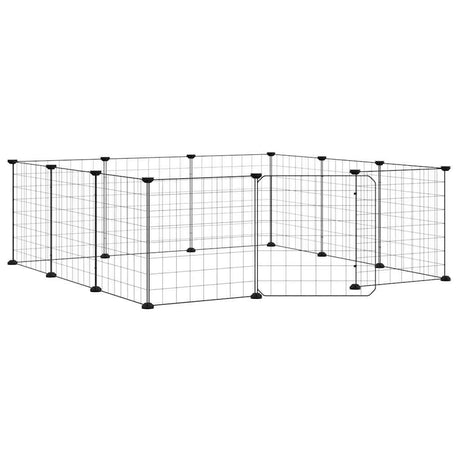 Vidaxxl kæledyrsbur med 12 paneler og dør, sort 35x35 cm stål