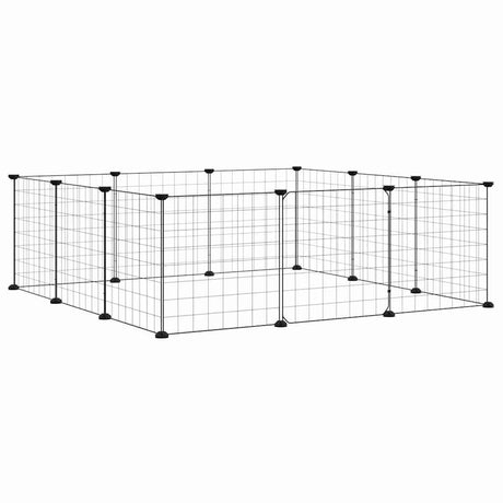 Vidaxxl kæledyrsbur med 12 paneler og dør, sort 35x35 cm stål