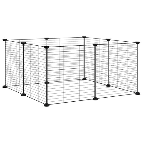 VidaXL dyrebur med 8 paneler, sort, 35x35 cm, stål