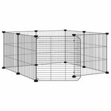 VidaXL dyrebur med 8 paneler og dør, sort 35x35 cm stål