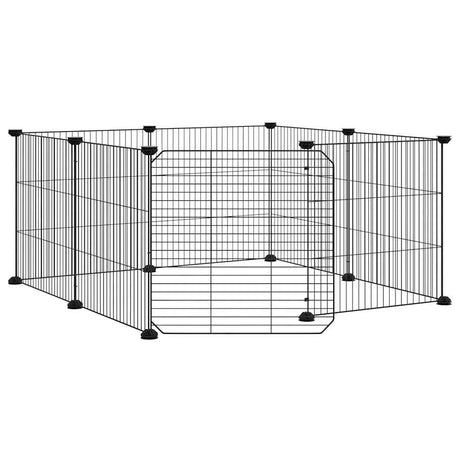 VidaXL dyrebur med 8 paneler og dør, sort 35x35 cm stål