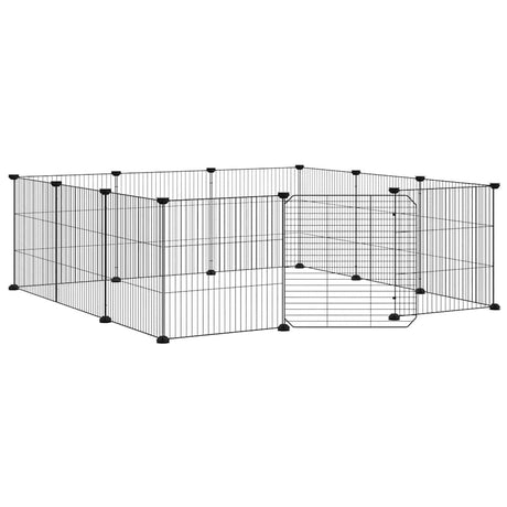 Vidaxxl kæledyrsbur med 12 paneler og dør, sort 35x35 cm stål