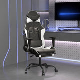 Vidaxl massage gamestoel met voetensteun kunstleer zwart wit
