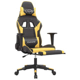 Vidaxl massage gamestoel met voetensteun kunstleer zwart goudkleurig