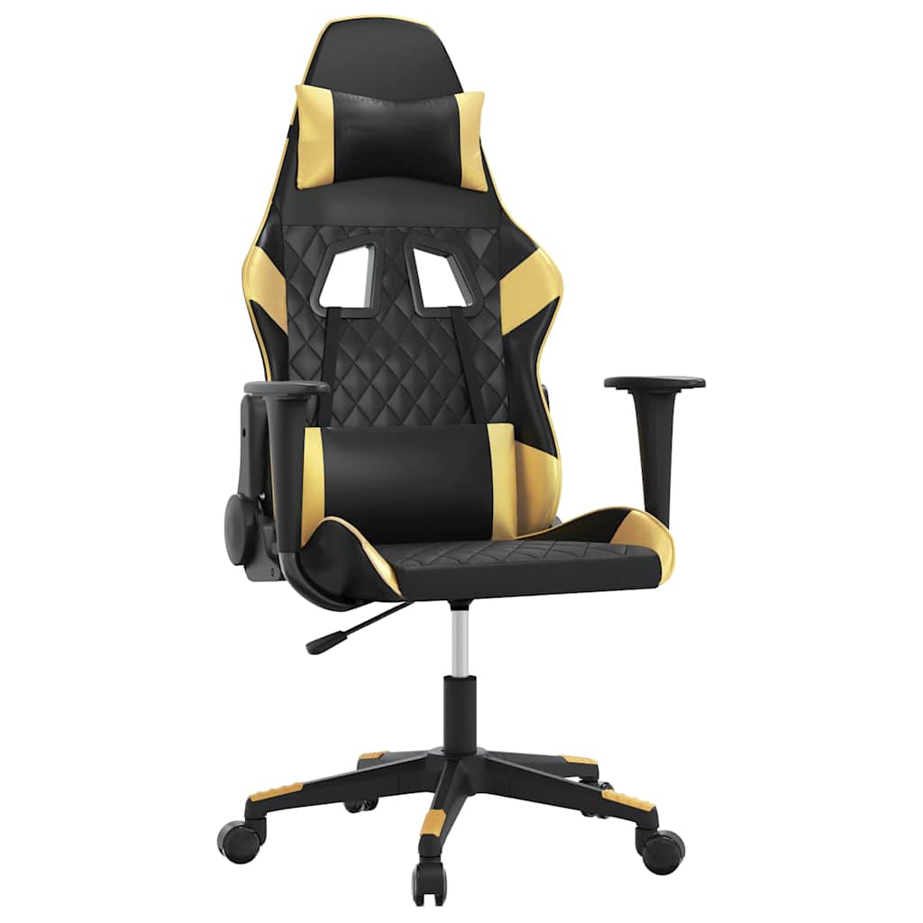 Vidaxl massage gamestoel kunstleer zwart en goudkleurig