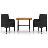 Vidaxl 3-delige tuinset poly rattan zwart