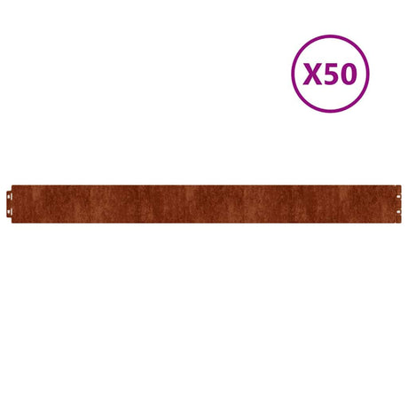 Vidaxl Gazon kanter 50 stykker 10x103 cm fleksibel cortenstaal