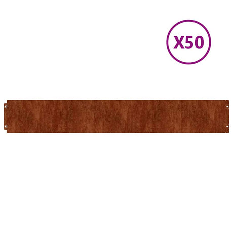 Vidaxl plænekanter 50 stk 15x103 cm fleksibelt cortenstål