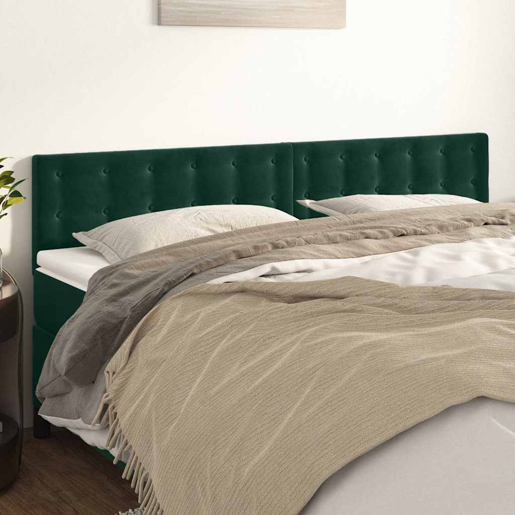 Vidaxl hoofdborden 2 st 100x5x78 88 cm fluweel donkergroen