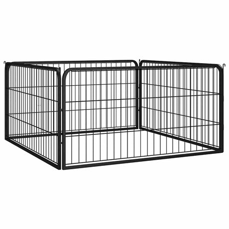 Vidaxl Dog Kennel 4 Panels 100x50 cm pulver -belagt stål sort