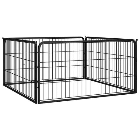 Vidaxl Dog Kennel 4 Panels 100x50 cm pulver -belagt stål sort