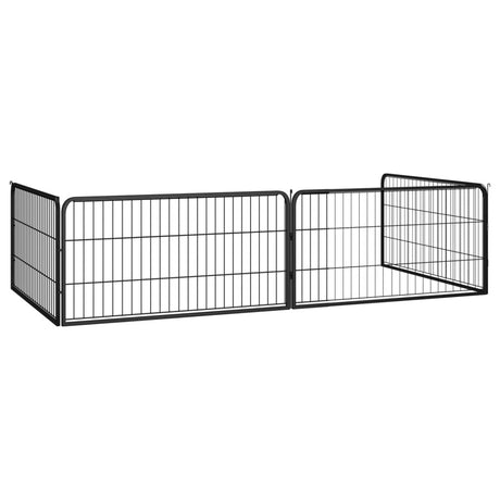 Vidaxl Dog Kennel 4 Panels 100x50 cm pulver -belagt stål sort